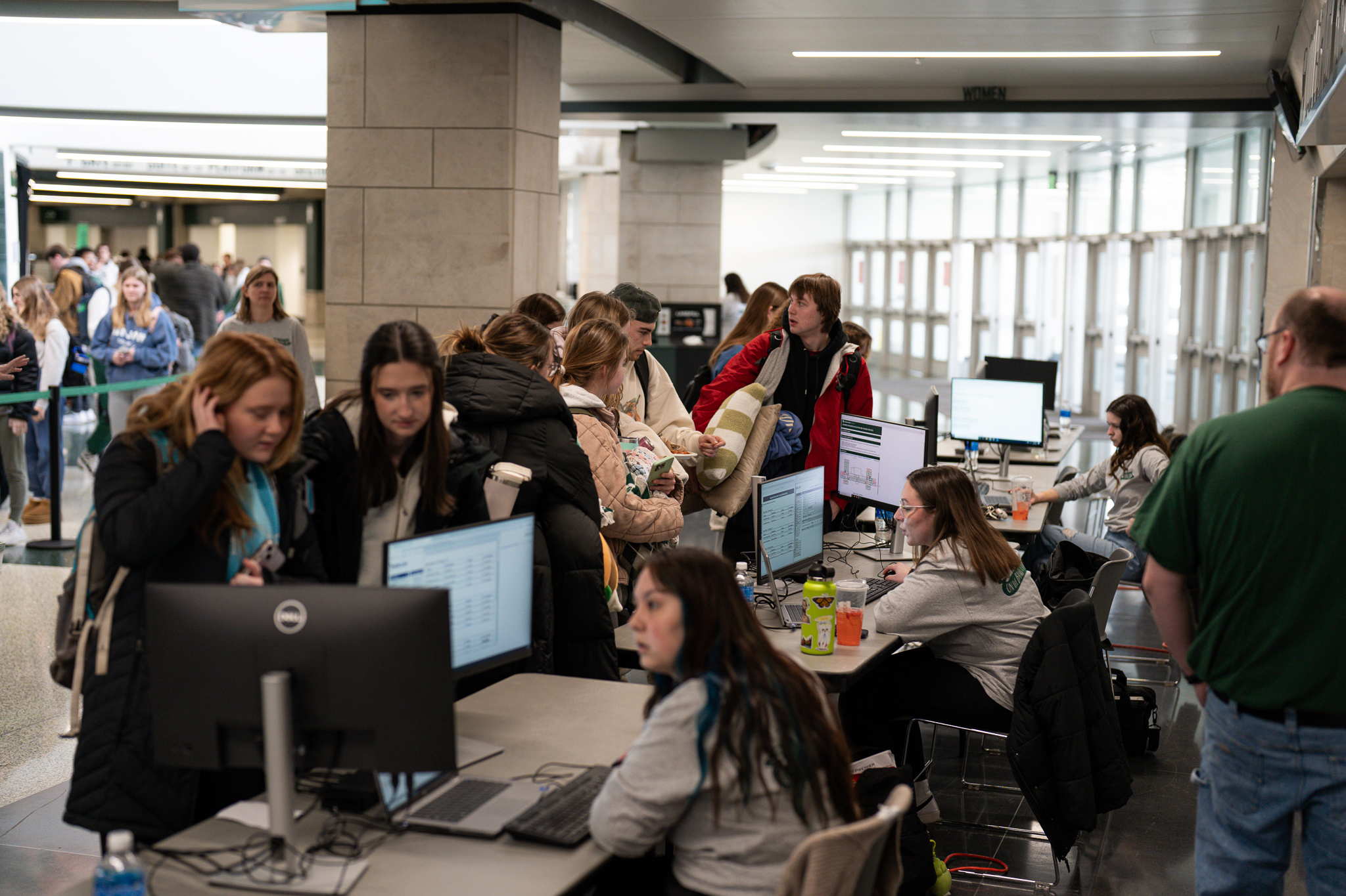Students line up to select their rooms for their second year on MSU’s campus at a previous Rock the Block event at the Breslin Student Events Center.