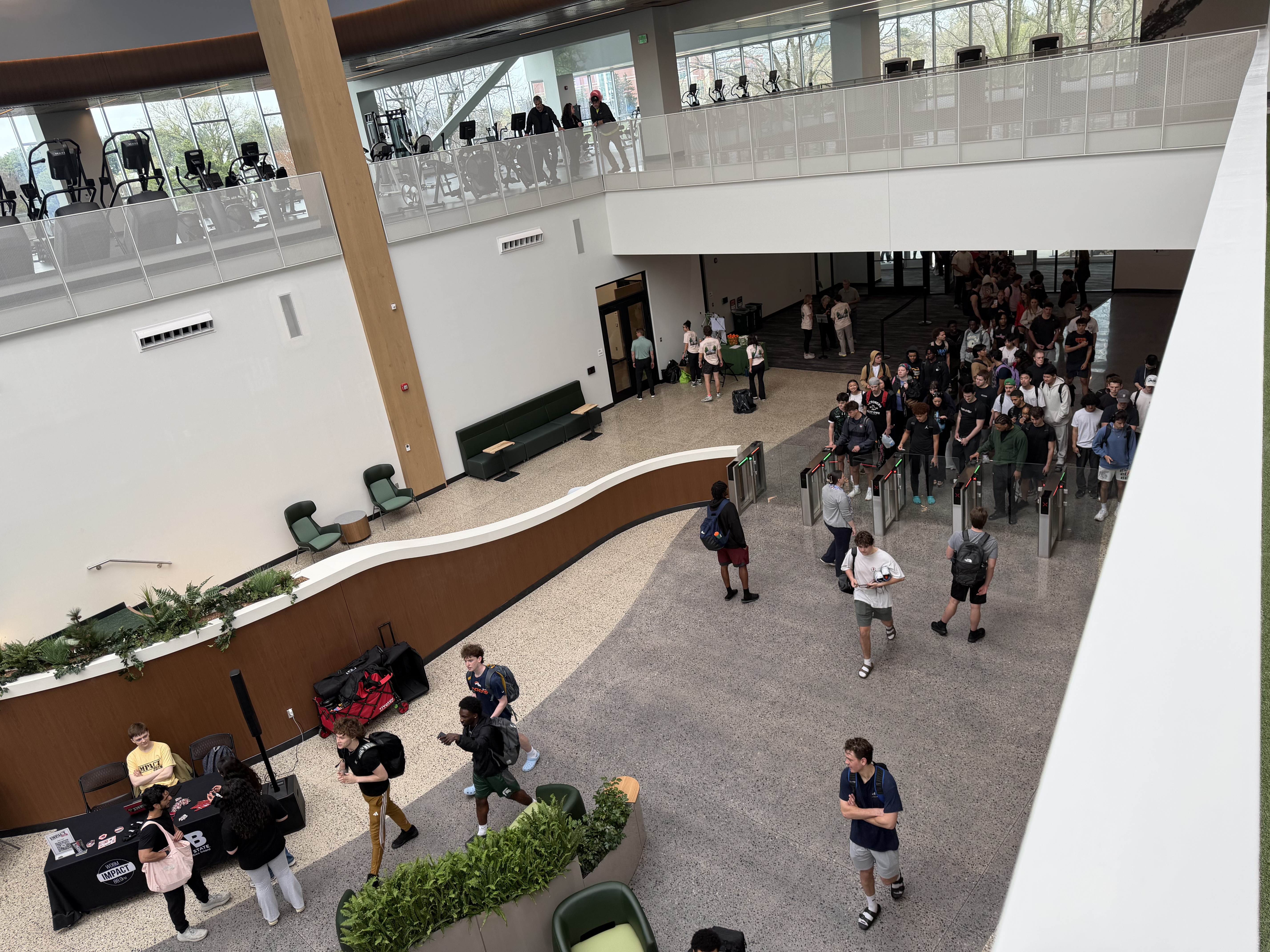 Students and guests arrive for the grand opening of the new SRWC.